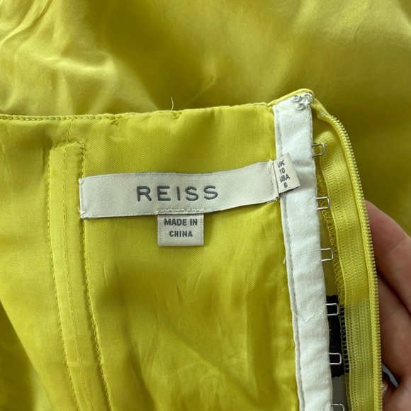 Reiss Strapless Silk Dress in Yellow and Gray Sz 6 - Picture 9 of 15
